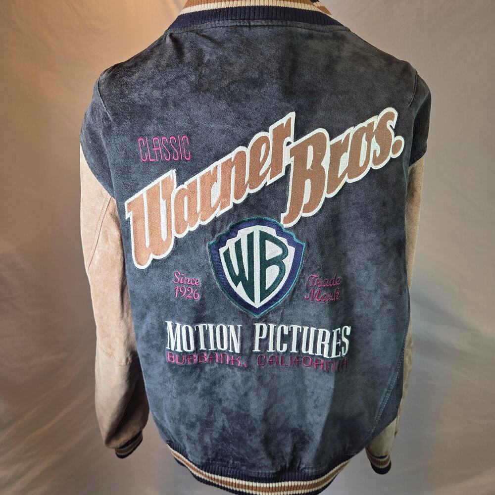 Warner Bros Studio Store Leather Varsity Jacket Large WB Burbank Korea